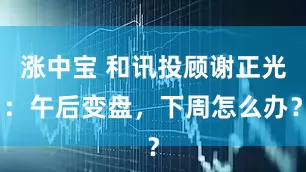 涨中宝 和讯投顾谢正光：午后变盘，下周怎么办？