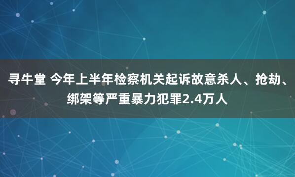 寻牛堂 今年上半年检察机关起诉故意杀人、抢劫、绑架等严重暴力犯罪2.4万人